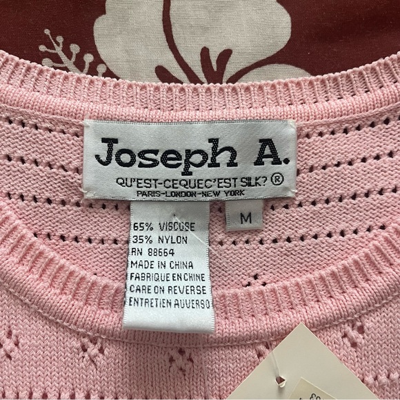 joseph a pink knit sleeveless vest top pointelle size medium - Picture 3 of 4